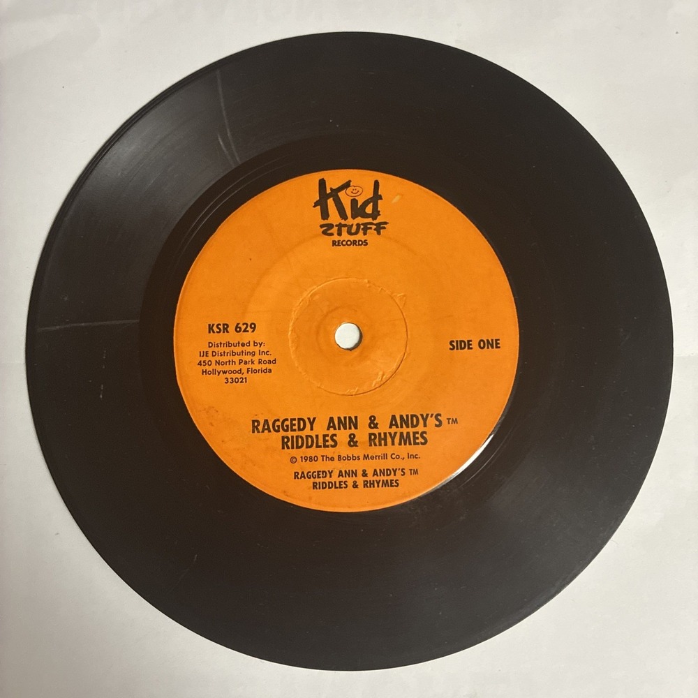 Raggedy Ann & Andy Riddles And Rhymes Kid Stuff 7" Vinyl Record